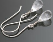 Crystal Quartz on Long Sterling Silver Ear Wires - Earrings s12e007