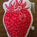 block print strawberry stuffie