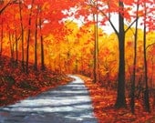 Autumn Country Road- Abstract, Huge Contemporary Acrylic on a Extra Large Canvas Commissioned Painting by Patty Baker