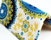 Checkbook Cover Case - Boho Medallion in Blue and Yellow