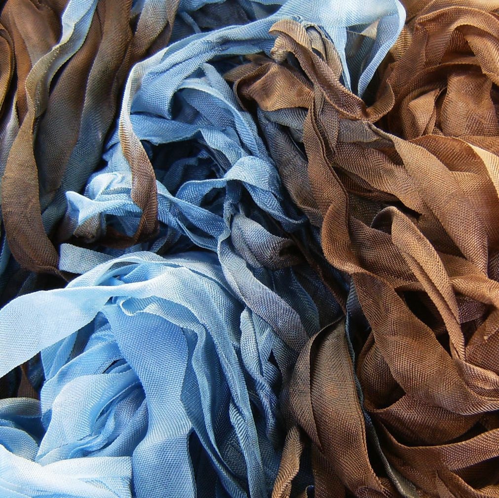 Hand Dyed Ribbon  DIRTY DENIM 1/2 Inch 5 Yards