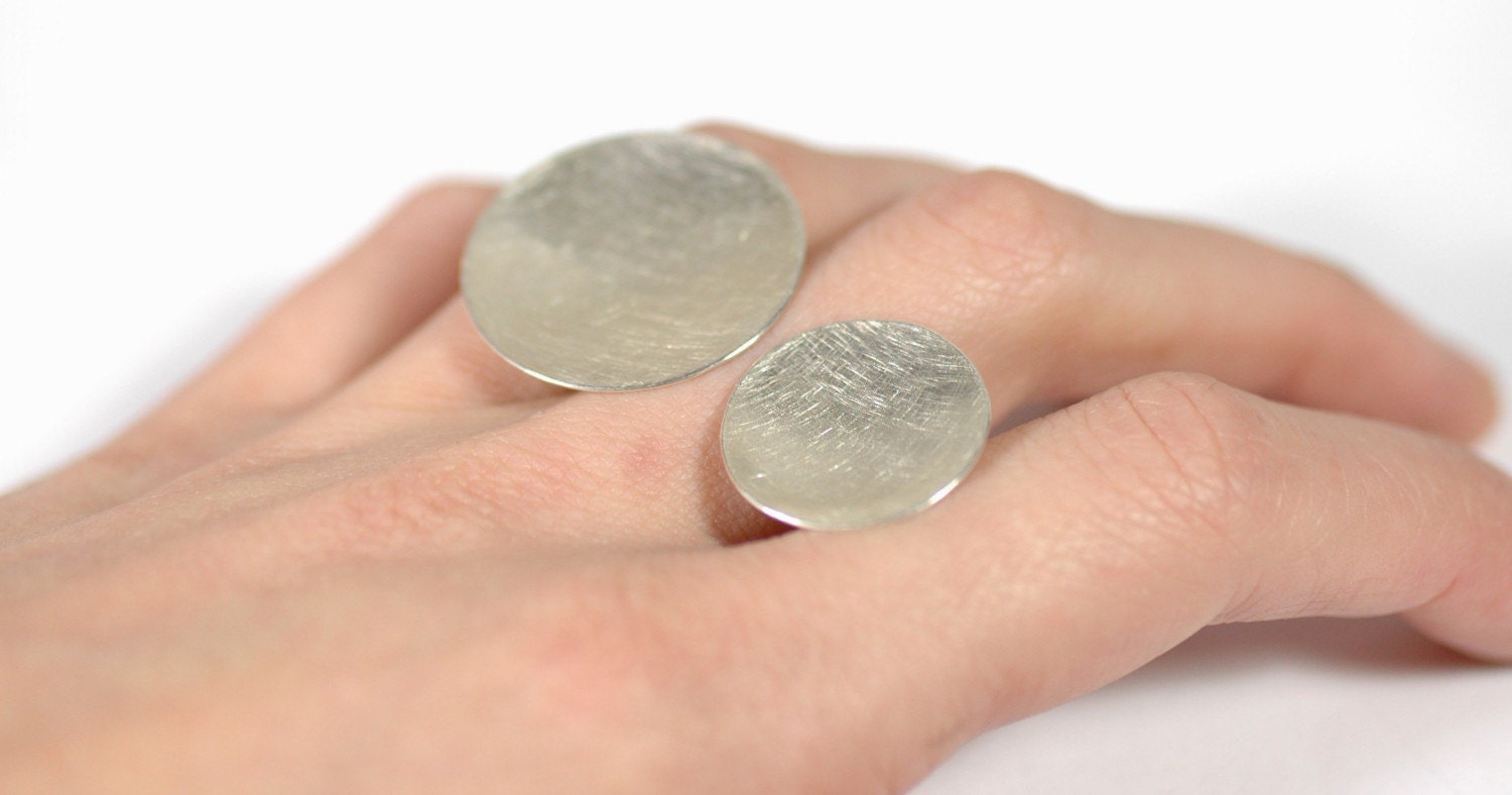 Large Floating Saucer Ring, solid sterling silver