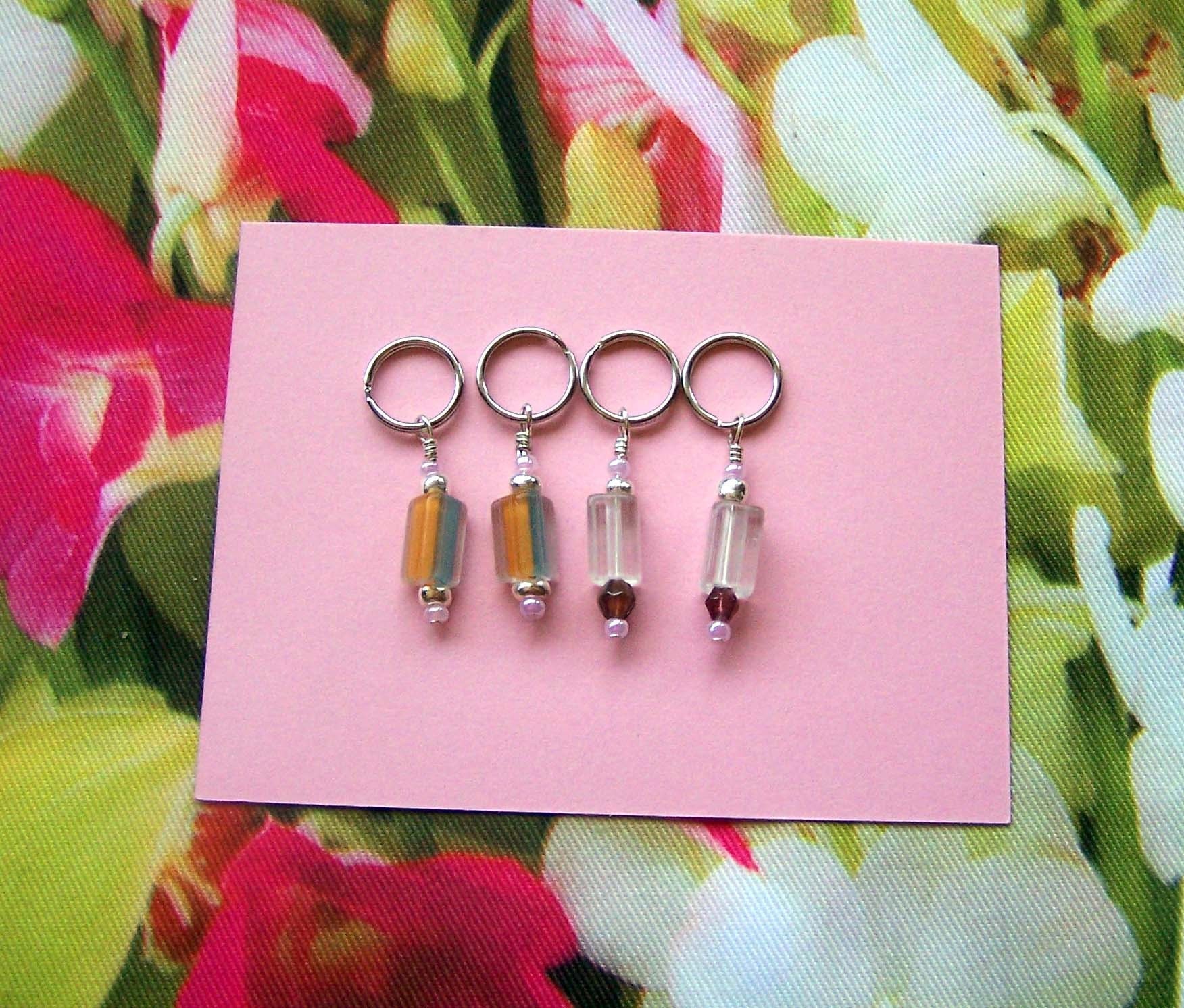 knitter Stitch Markers - set of 4 Cane Glass Beads