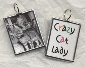 CRAZY CAT LADY Art Glass Pendant
