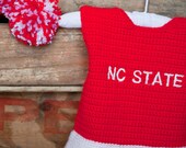 Crocheted Team chearleading onsie.  Matching pom poms