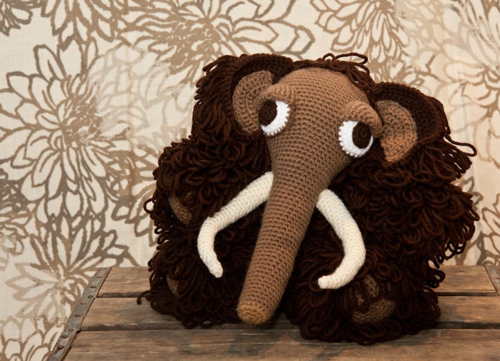 Stuffed Woolly Mammoth Toy, Furry Amigurumi Doll