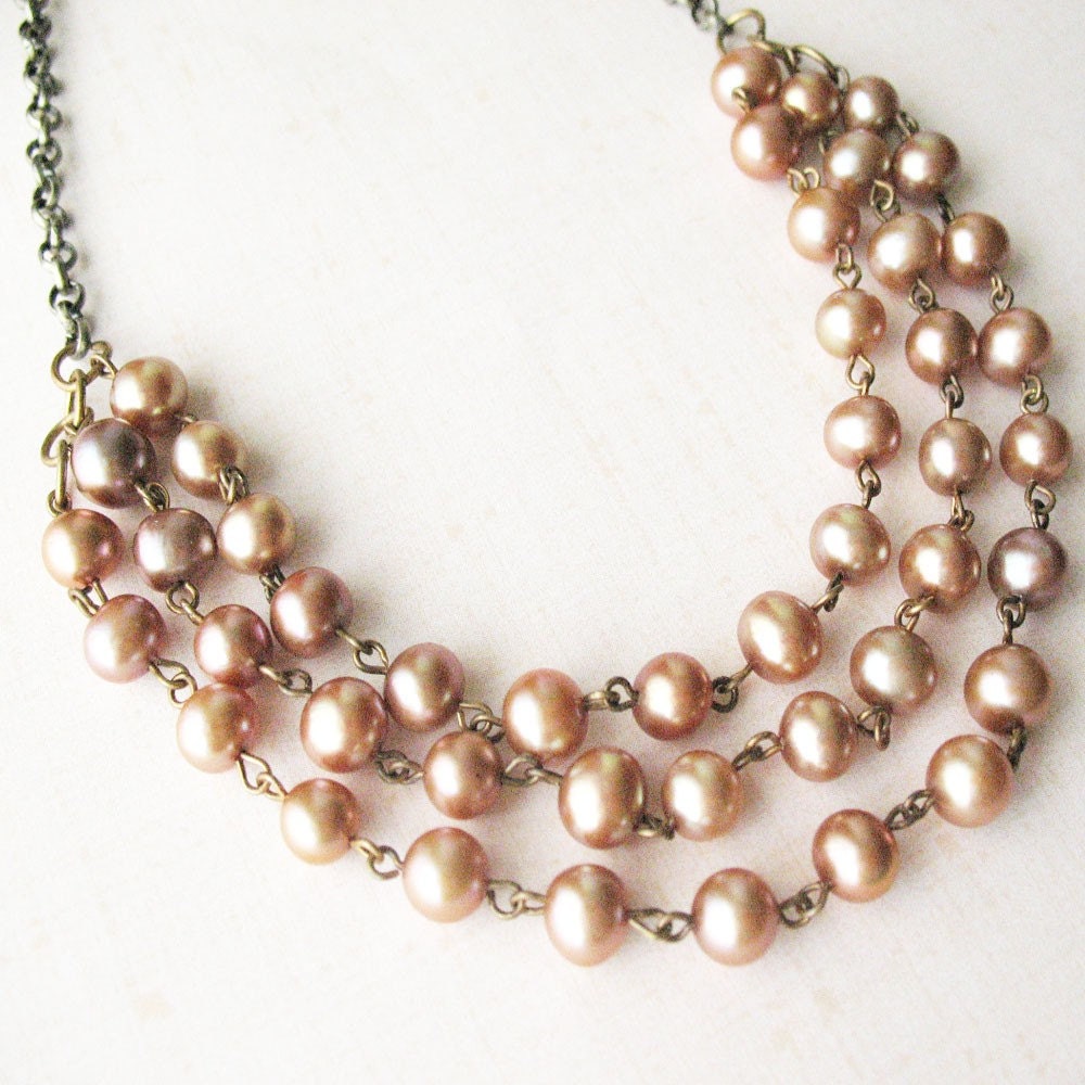Caramel Pearl Multi-Strand Necklace - pulpsushi