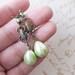 Green Pearl Dangle Earrings - Darling Scarab - Egyptian - Bug Earrings