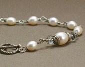 Soraya Bracelet - Ivory Pearls with Faceted Crystal Quartz on Oxidized Silver