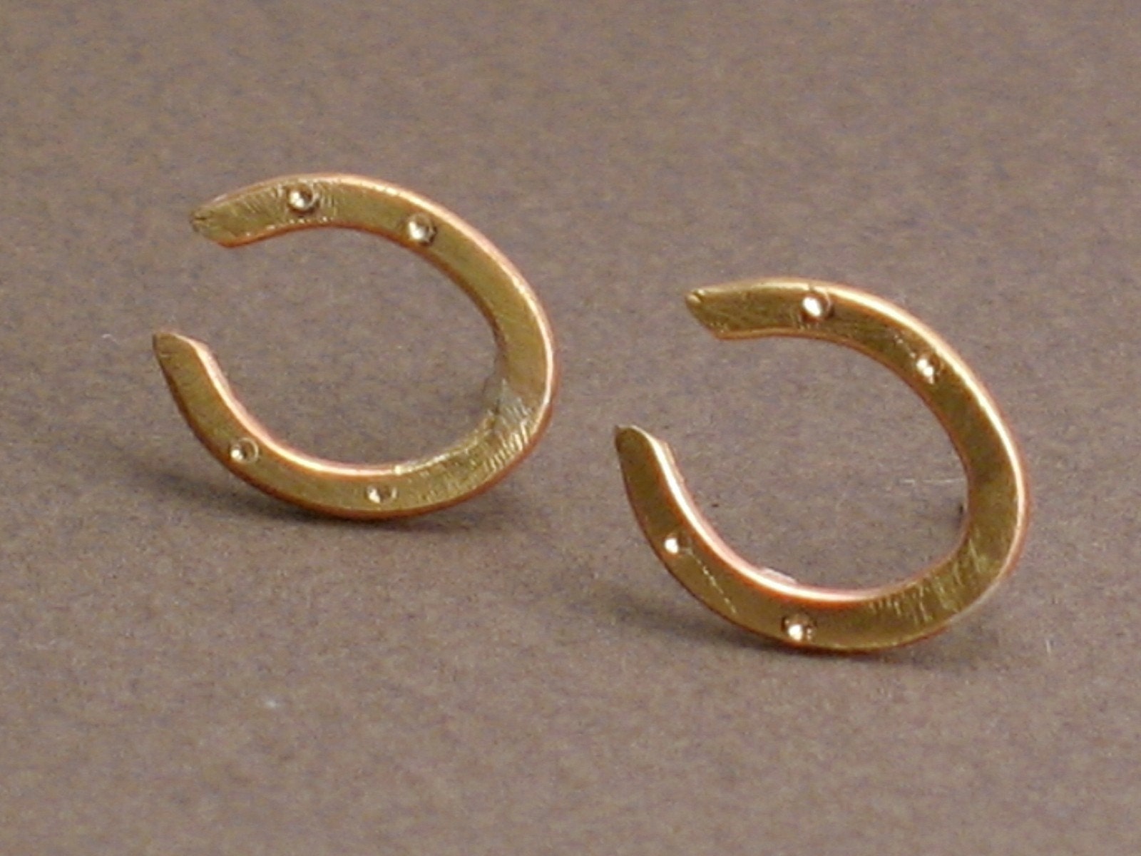 For Luck - Brass Horseshoe Stud Earrings on Sterling Silver Posts - Featured in LUCKY MAGAZINE