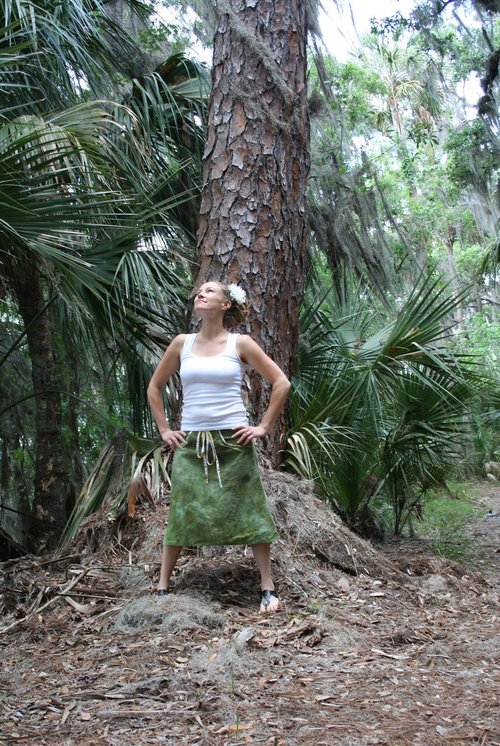 Forest frolic hemp vintage mushroom drawstring pocket skirt