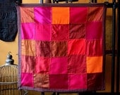 modern geometric handmade silk/cotton baby quilt