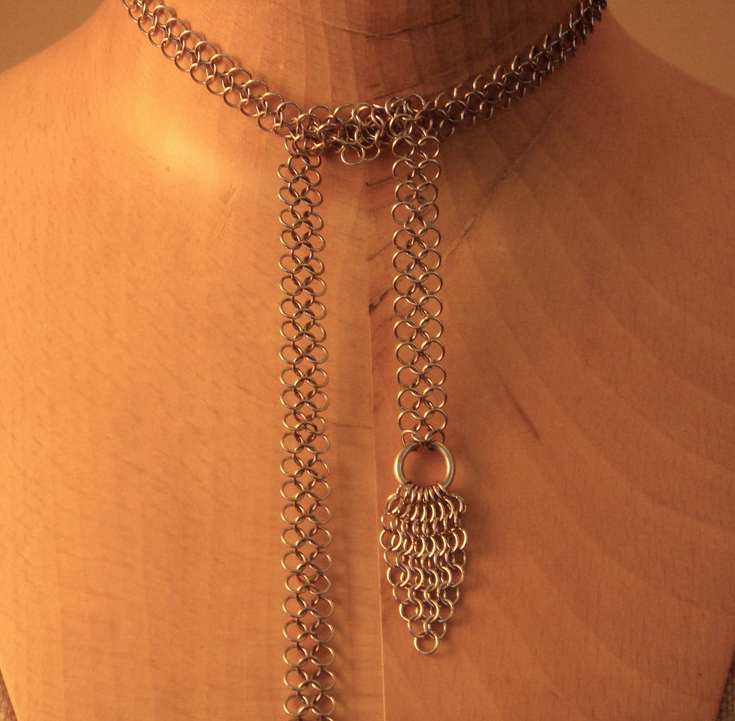 chic & understated steel chainmaille  lariat or belt