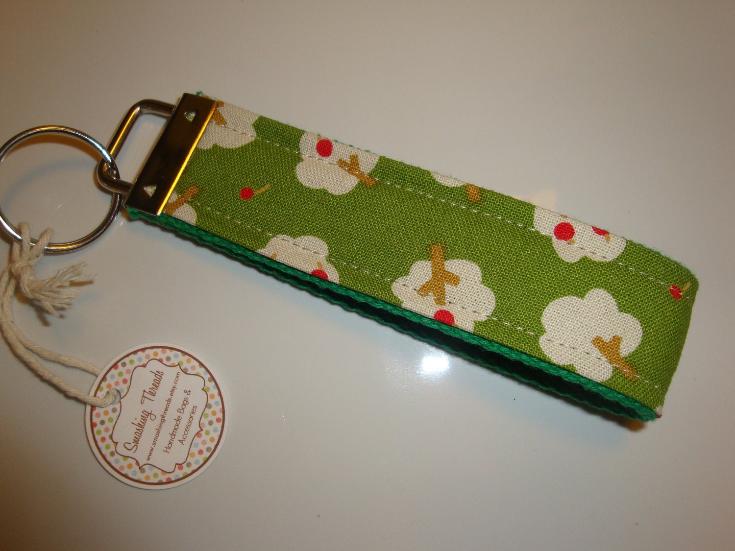 Apple Trees Wristlet Keychain
