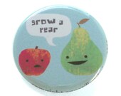 Grow a Pear pinback button of original illustration by Anna Tillett Designs