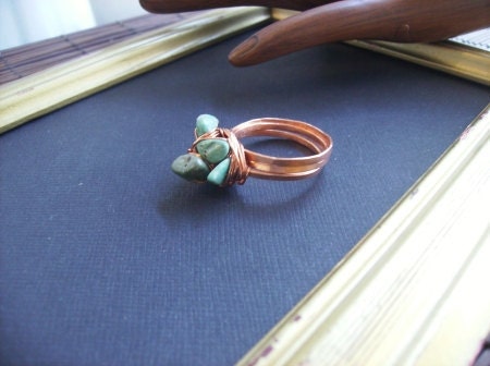 Turquoise and Copper Ring (wirewrapped)