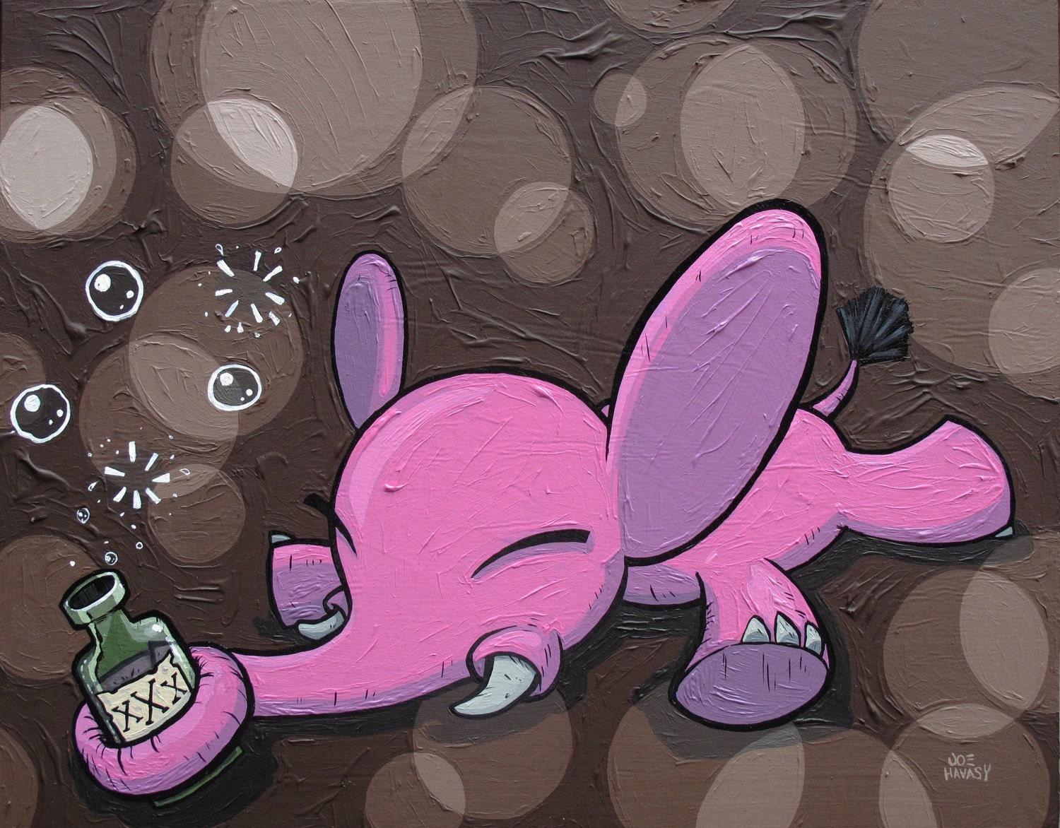 True Love original painting pink elephant