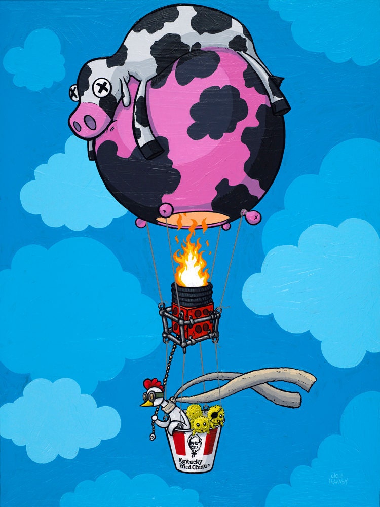 The Daring Escape of Baron Von Chicken 9x12 inch archival print