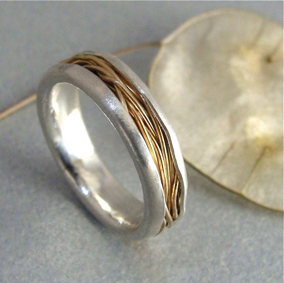 intertwined ... 14k gold and silver ring