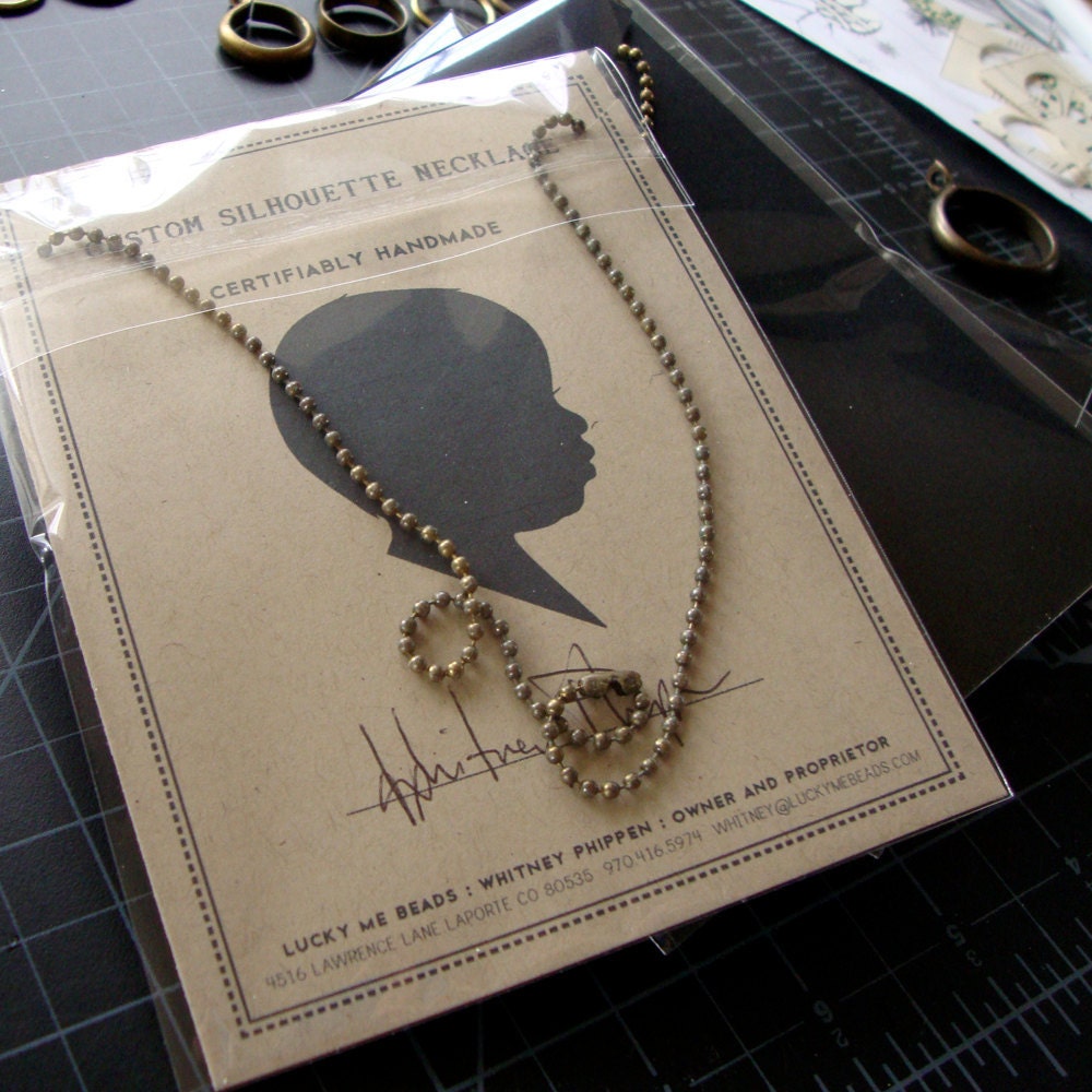 custom silhouette necklace . medium size . two pendant