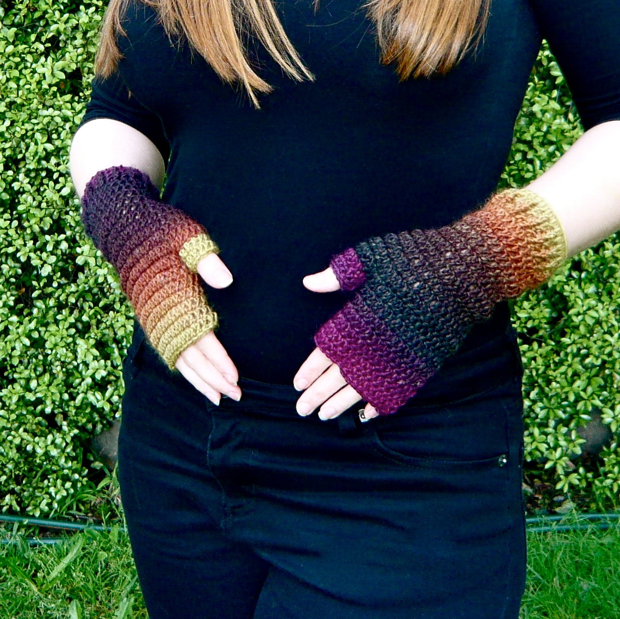 PATTERN Digital Gloves Fingerless  Sunset Gloves Crochet PDF