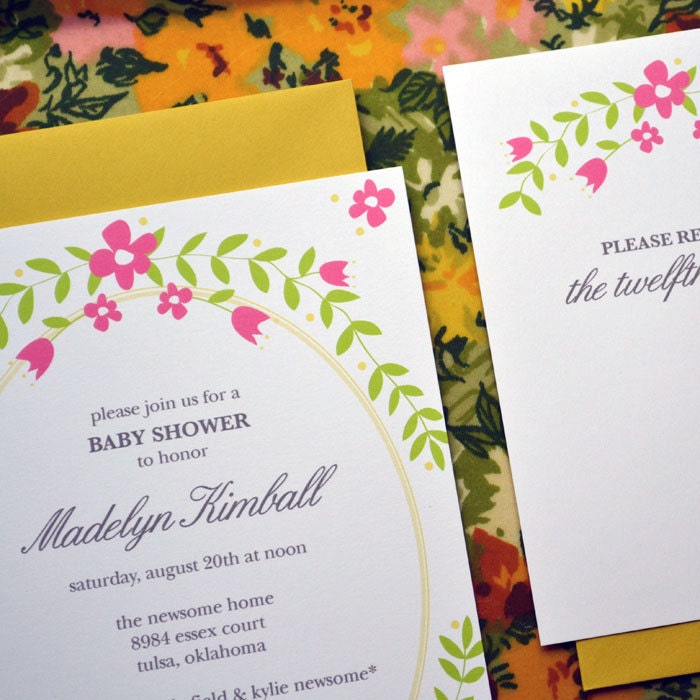 Floral Party Invitations with RSVP cards