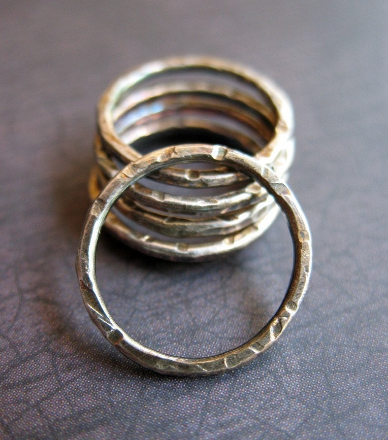 Antiqued Notched Sterling Silver Circles - 6 - 16mm