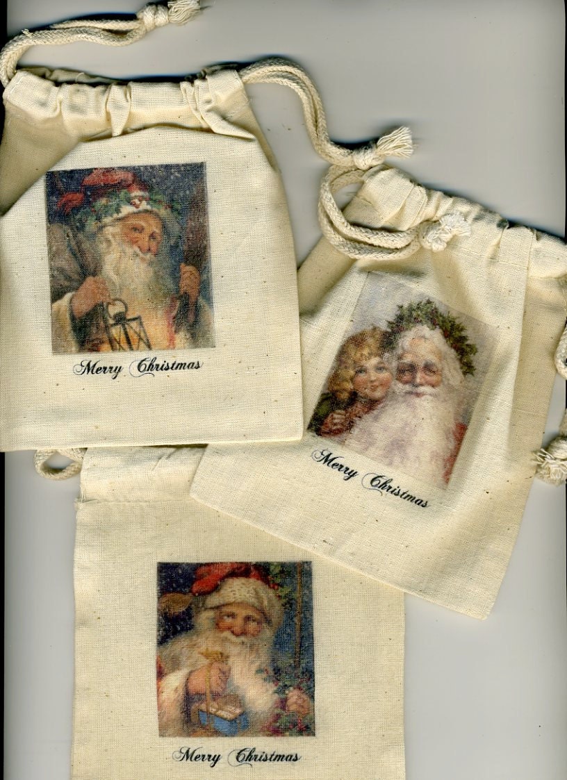 Christmas gift bags muslin with heavy drawstring set of 20