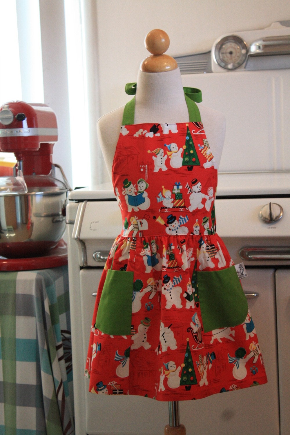 Child Apron Christmas Retro Snowman