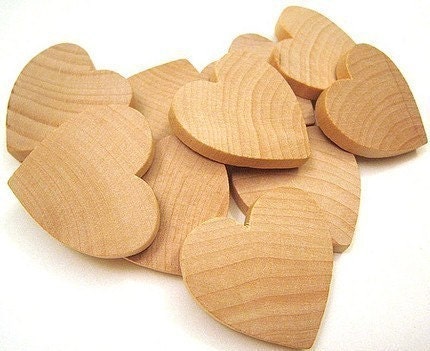 Miniature  Wood Hearts - Set of 10