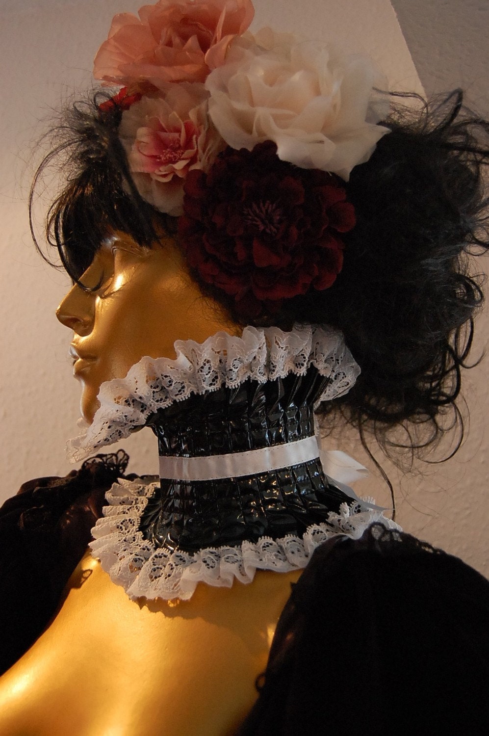 PVC Fetish Collar Sissy Gothic French Maid Posture Collar Choker BELLE De JOUR by Lovechild Boudoir Fantasy Glamour Noir Dark Couture