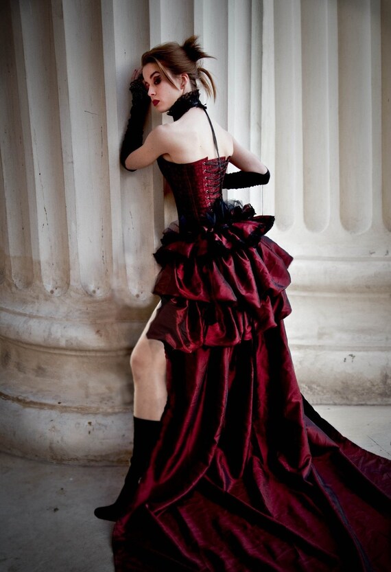 Victorian Steampunk Couture Long Bustle Skirt Burlesque Saloon Girl LONESOME DOVE Prom Queen Diva Hollywood Glamour