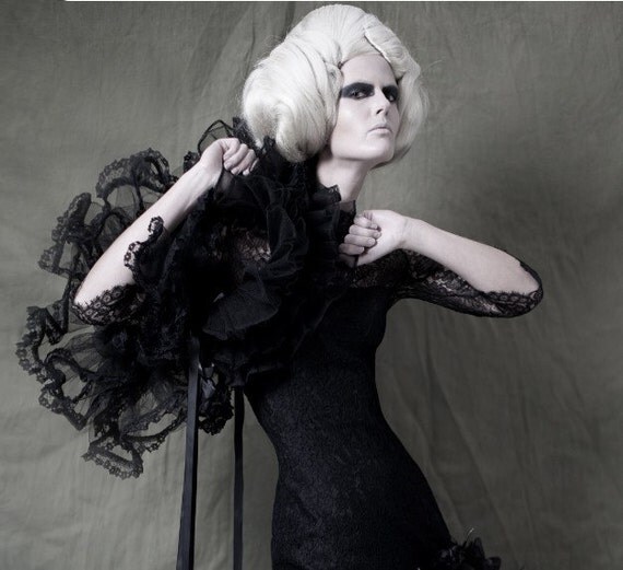 Gothic Burlesque Tulle & Lace Prom Queen Shrug Theatre Haute Couture Gaga Evening Glamour DARKER MY LOVE by Lovechild Boudoir