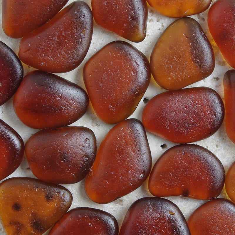 Rootbeer Brown Sea Glass - 20 Pieces Loose Seaglass - Mosaic Craft Supplies
