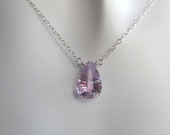 Pink Amethyst Solitaire Choker Necklace with Sterling Silver