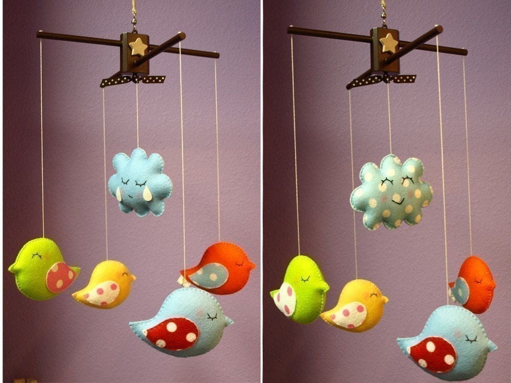 BIRD PARADE Deco Mobile (custom colors available) - Modern Decorative Mobile Hand-Crafted for Creative Home, Playroom or Nursery