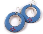 a letter to you enamel loop earrings / atlantic blue with scarlet red postmarks
