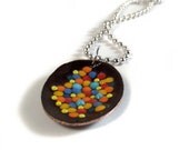 elated confetti enamel necklace / dark chocolate brown, aqua, atlantic blue, daffodil yellow, pumpkin orange, marigold, scarlet red