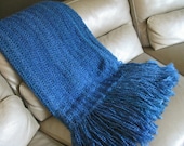 Cozy Home Crochet Afghan - Lapgan - Blue - Made to order