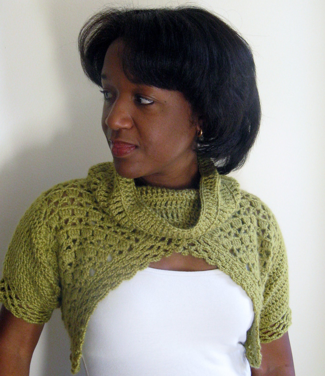 Katya Fashion Crochet Shrug Pattern - Green - Gift Idea