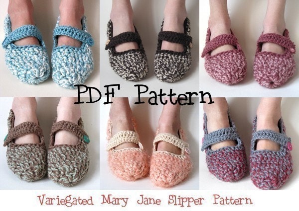 Crochet Pattern Mary Jane Slippers PDF Women's Socks