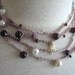 Beaded crocheted necklace or wrap bracelet, glass beads, mother of pearl chips, Coffee and Cream, brown ivory