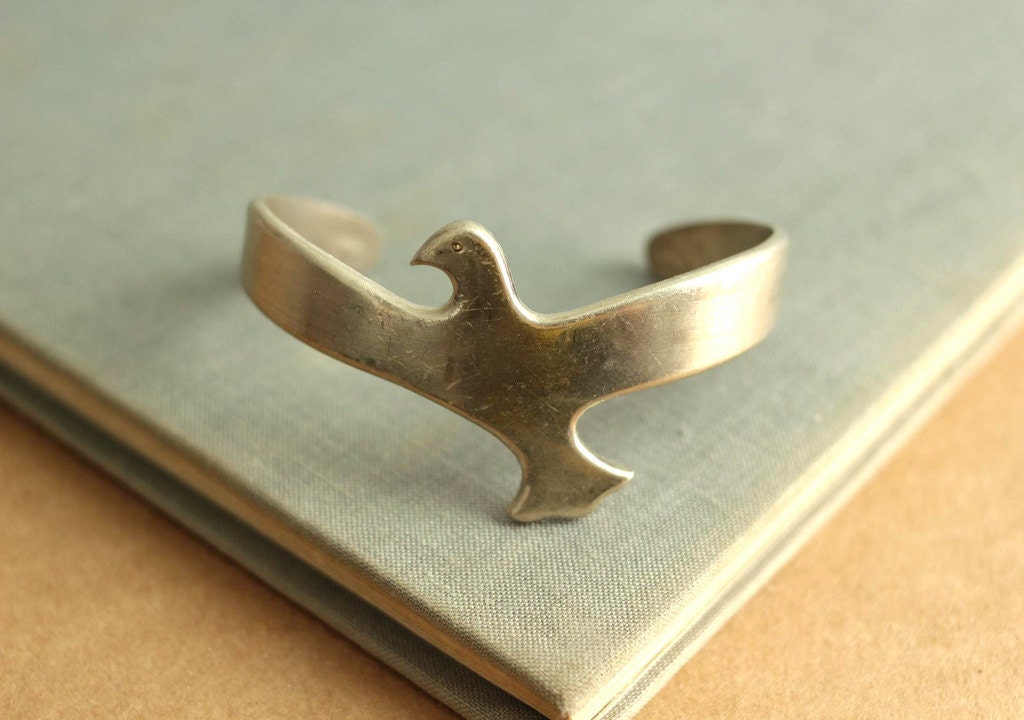 silver bird bracelet cuff boho vintage bird tribal spring fashion