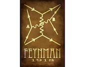 24x36 Steampunk Science Art Print Richard Feynman Rock Star Scientist Physics Poster Diagram Math Equation Physicist Geek Chic Tech Nerd
