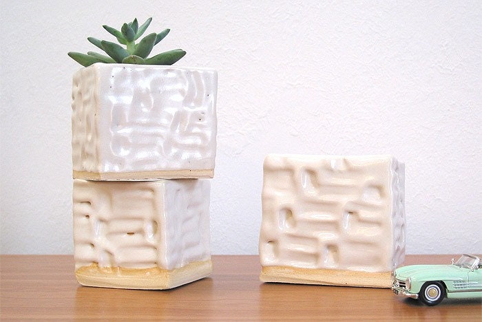SALE - Favela stacking vase planter - brick design