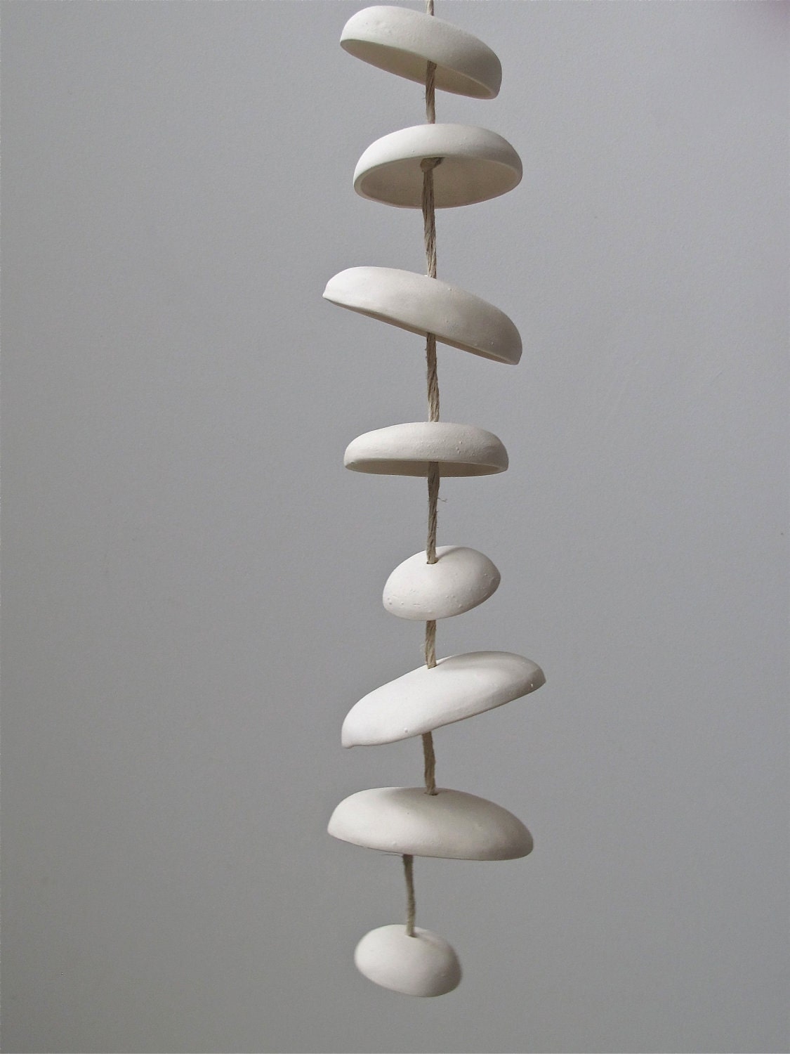 Spring Celebration Garden Chimes - Half Stack in natural unglazed buff ceramic