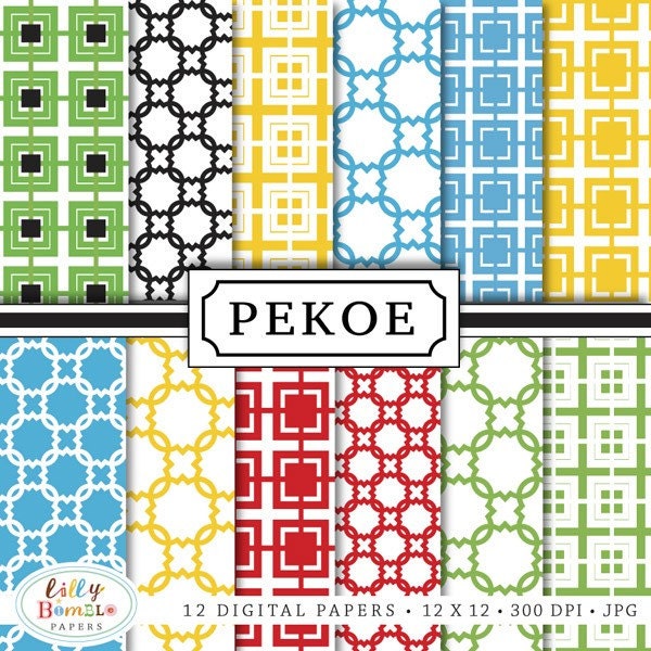 Digital scrapbook papers Pekoe Commercial Use Included trellis, modern Il_570xn