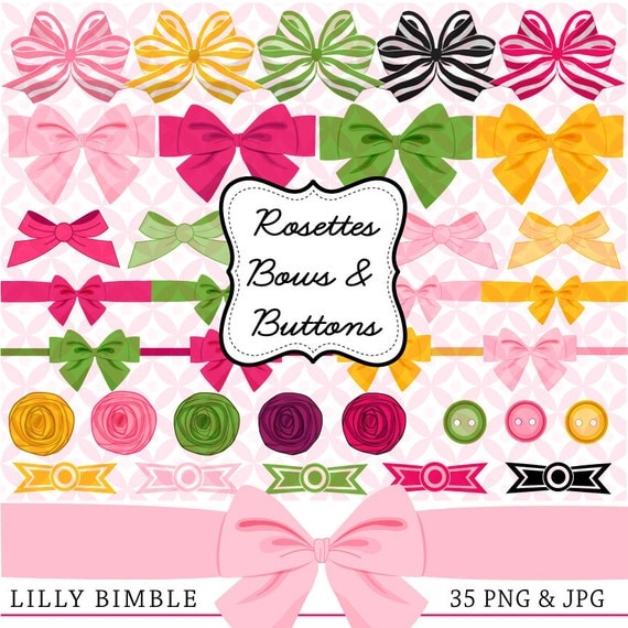 Instant Download Rosettes and Bows clip art commercial use Il_570xn