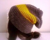 Wool Stripe Slouch Hat Grey Yellow Unisex LEM