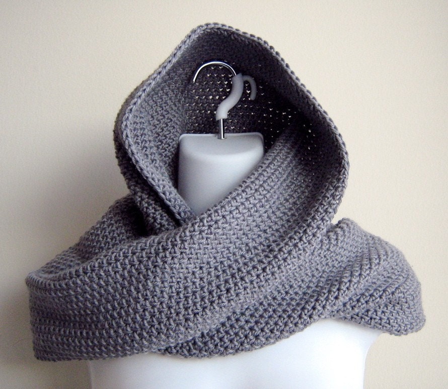 Grey Cowl Hood Gray Wool Bamboo NIKKI